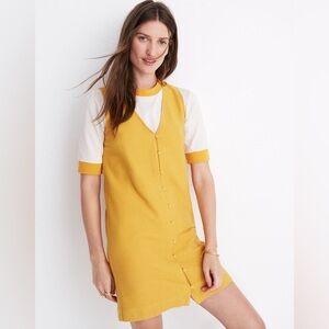Madewell Texture & Thread Button-Front Tank Dress XS Tungsten Glow Gold Yellow